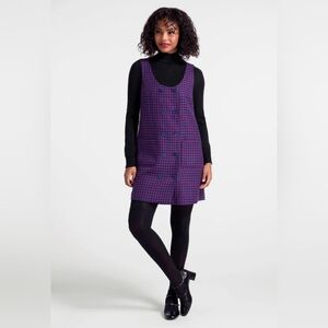 NWT Modcloth Houndstooth Double-breasted Pinafore Dress